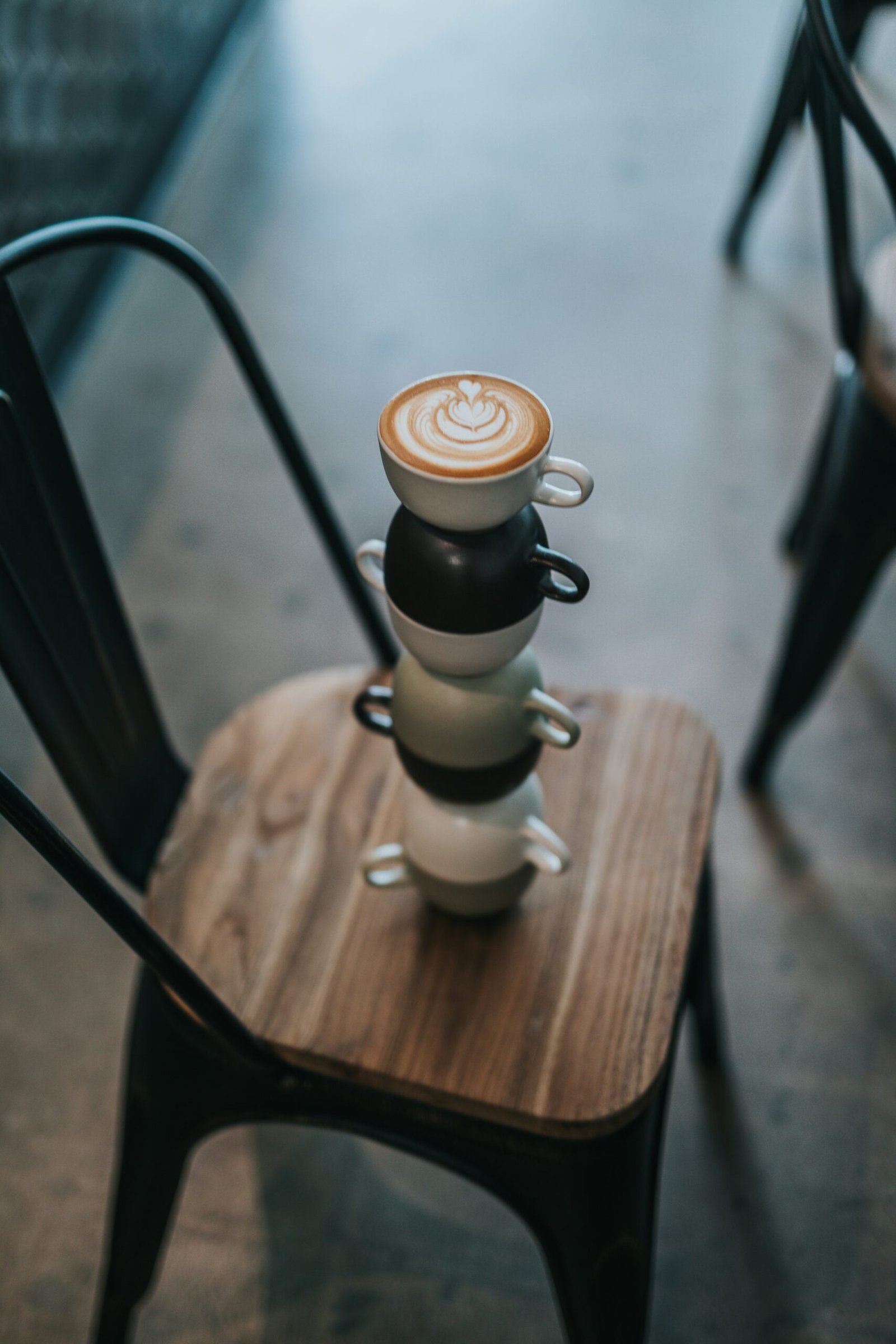 Coffee cups in a cafe
