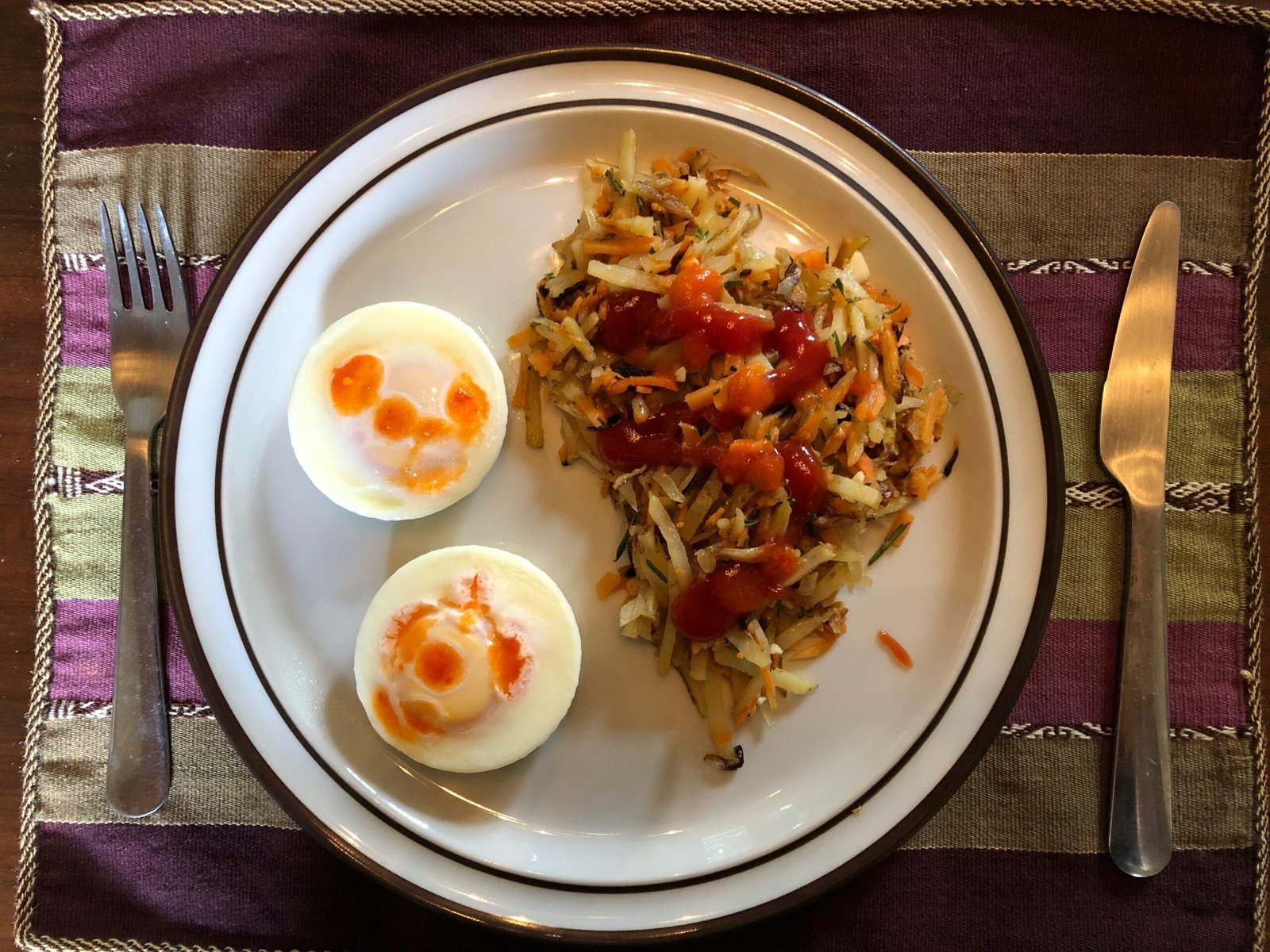 Brunch plate with eggs and breakfast sides
