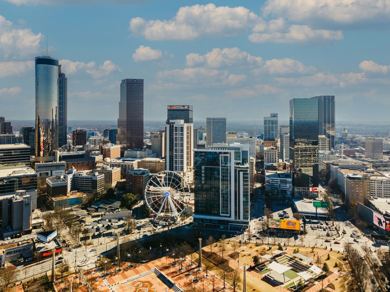 Aerial view of downtown Atlanta and SkyView