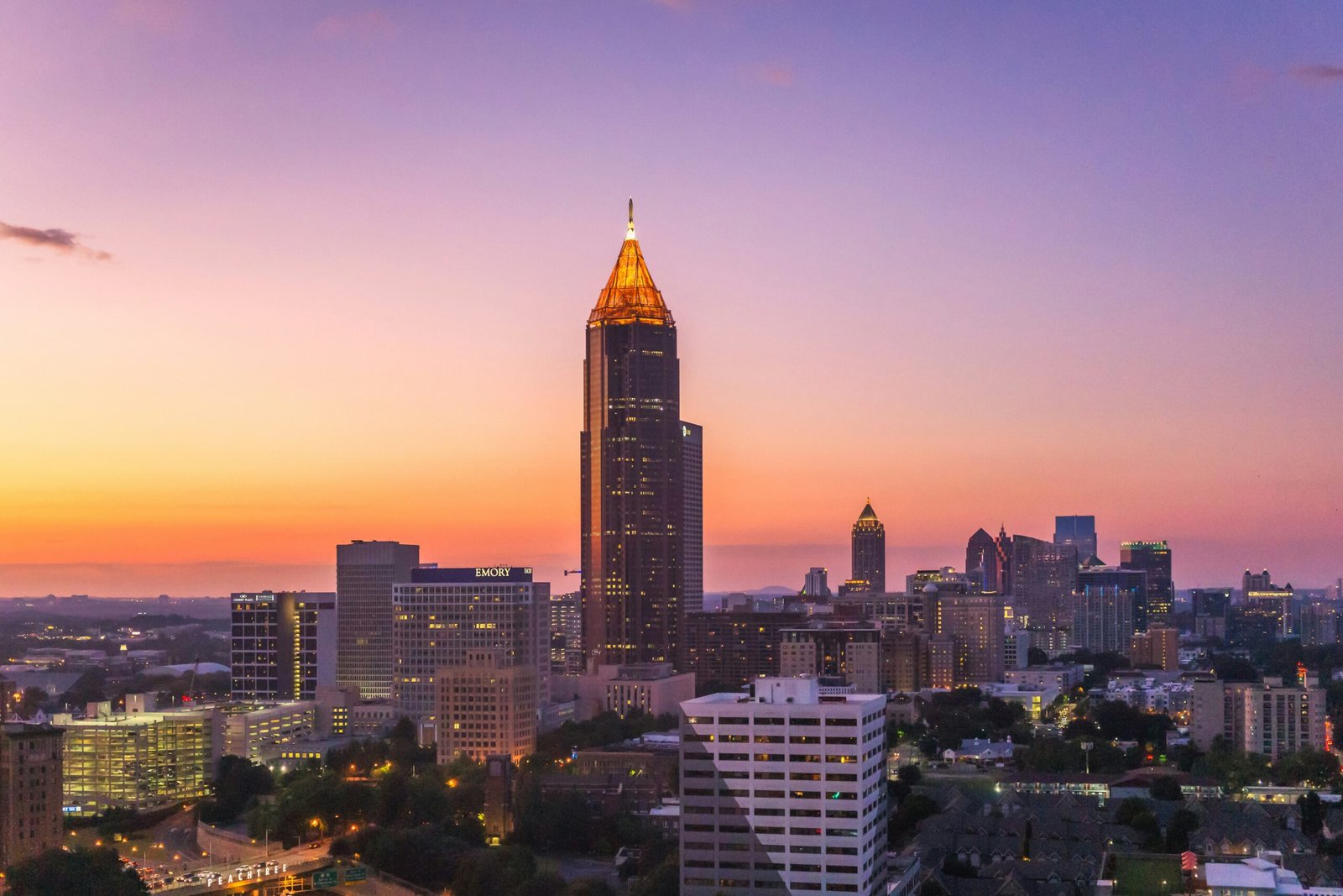 Midtown Atlanta skyline at sunset