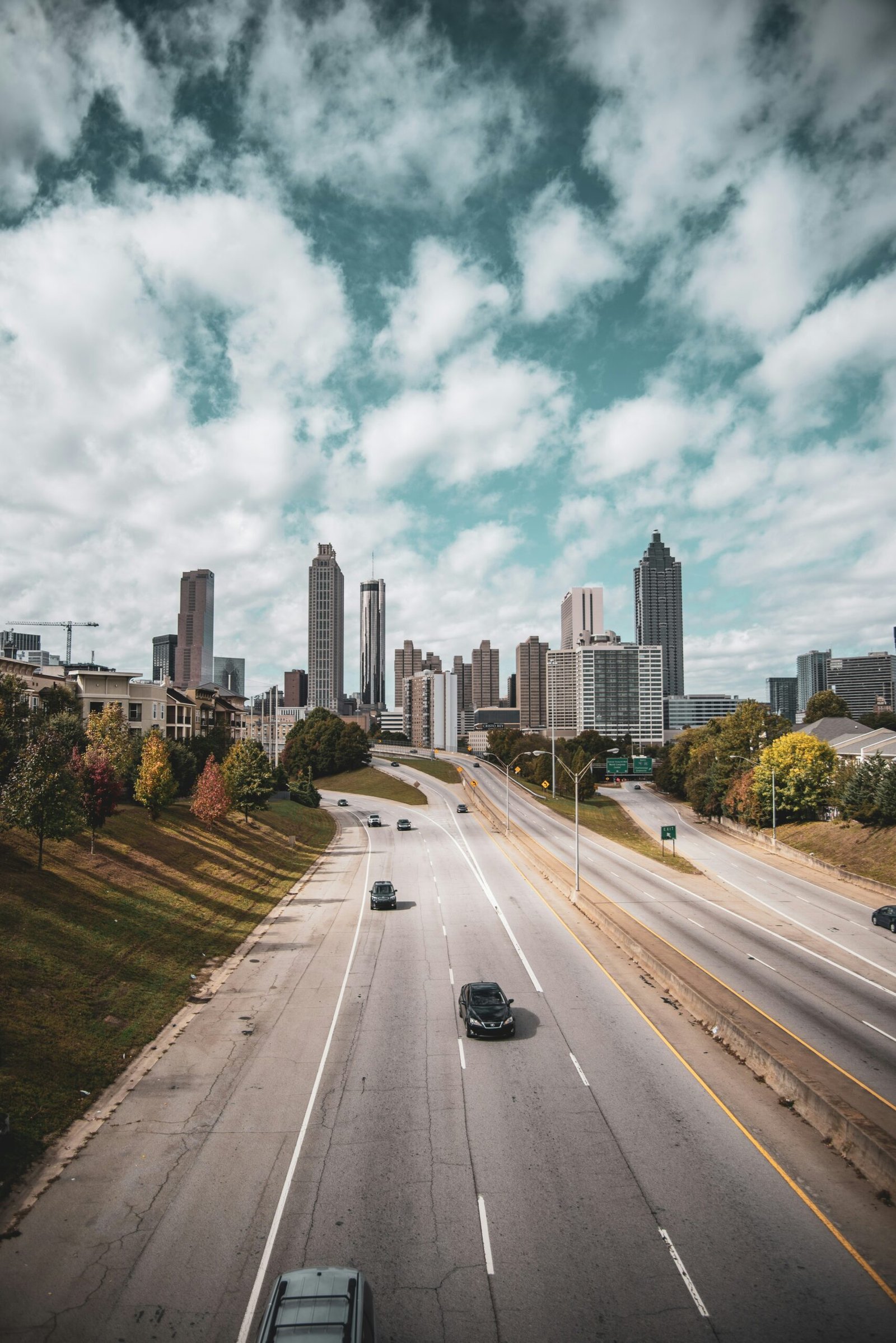 Atlanta downtown skyline and roadway